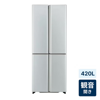 [420L][ファミリー向け][観音開き]アクア AQR-TZ42R 冷凍冷蔵庫　aqr-tz42r-s  サテンシルバー 整備済みアウトレット品 ［未使用(S)