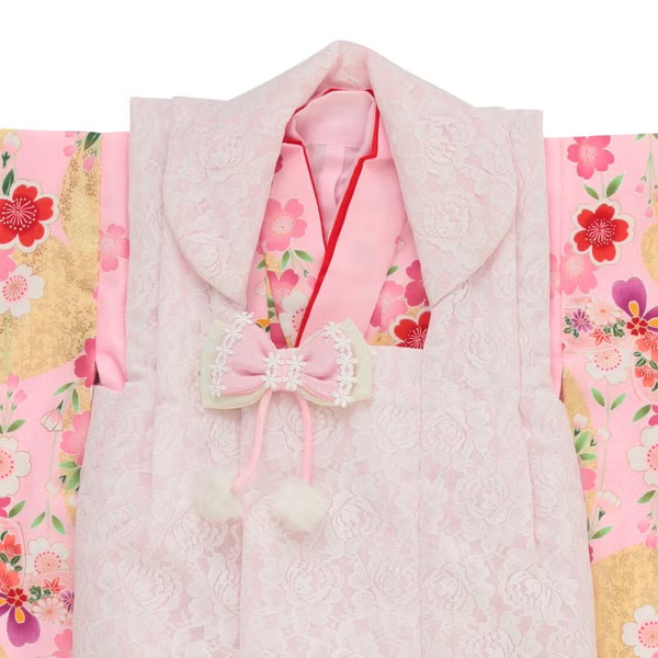 七五三/節句 被布セット 3歳女の子 彩り 舞桜　100cm　f-008423000a-id-f-00842  ピンク 整備済みアウトレット品 [中古(C)]