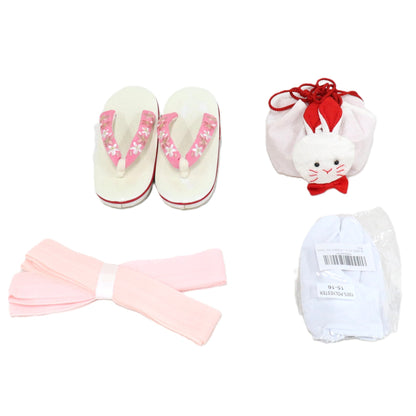 七五三/節句 被布セット 3歳女の子 彩り 舞桜　100cm　f-008423000a-id-f-00842  ピンク 整備済みアウトレット品 [中古(C)]