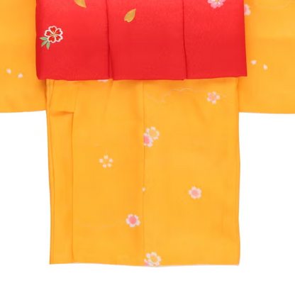 七五三/節句 被布セット 3歳女の子 被布セット ふんわり 小鞠　100cm　f-009743000b-id-f-00974  イエロー 整備済みアウトレット品 [良い(B)]