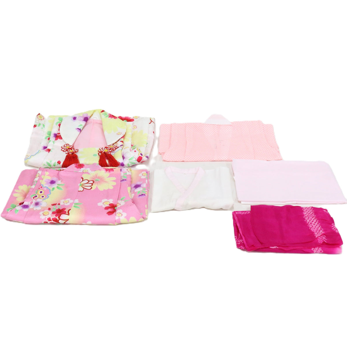 七五三/節句 被布セット 3歳女の子 お花柄 可憐　100cm　f-009553000a-id-f-00955  ピンク 整備済みアウトレット品 [良い(B)]