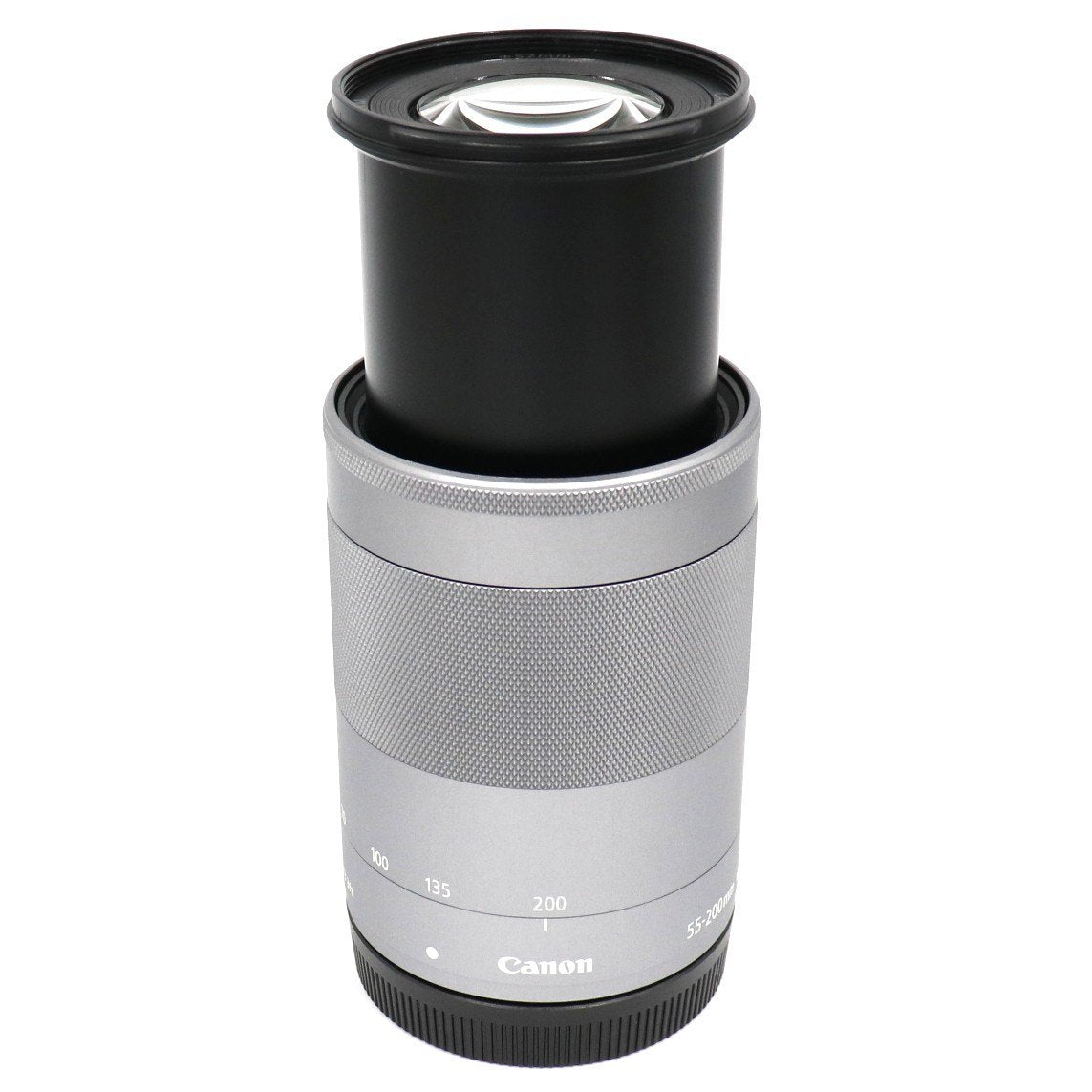 CANON EF-M 55-200mm F4.5-6.3 IS STM 望遠ズームレンズ ef-m55-200-sl  シルバー 整備済みアウトレット品 [中古(C)]