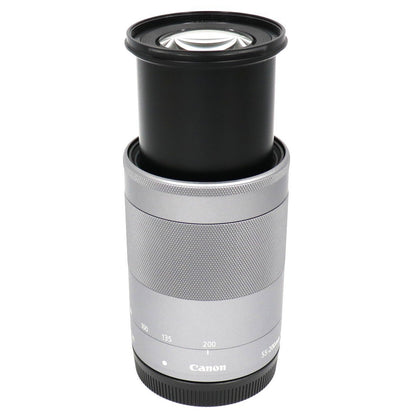 CANON EF-M 55-200mm F4.5-6.3 IS STM 望遠ズームレンズ ef-m55-200-sl  シルバー 整備済みアウトレット品 [中古(C)]