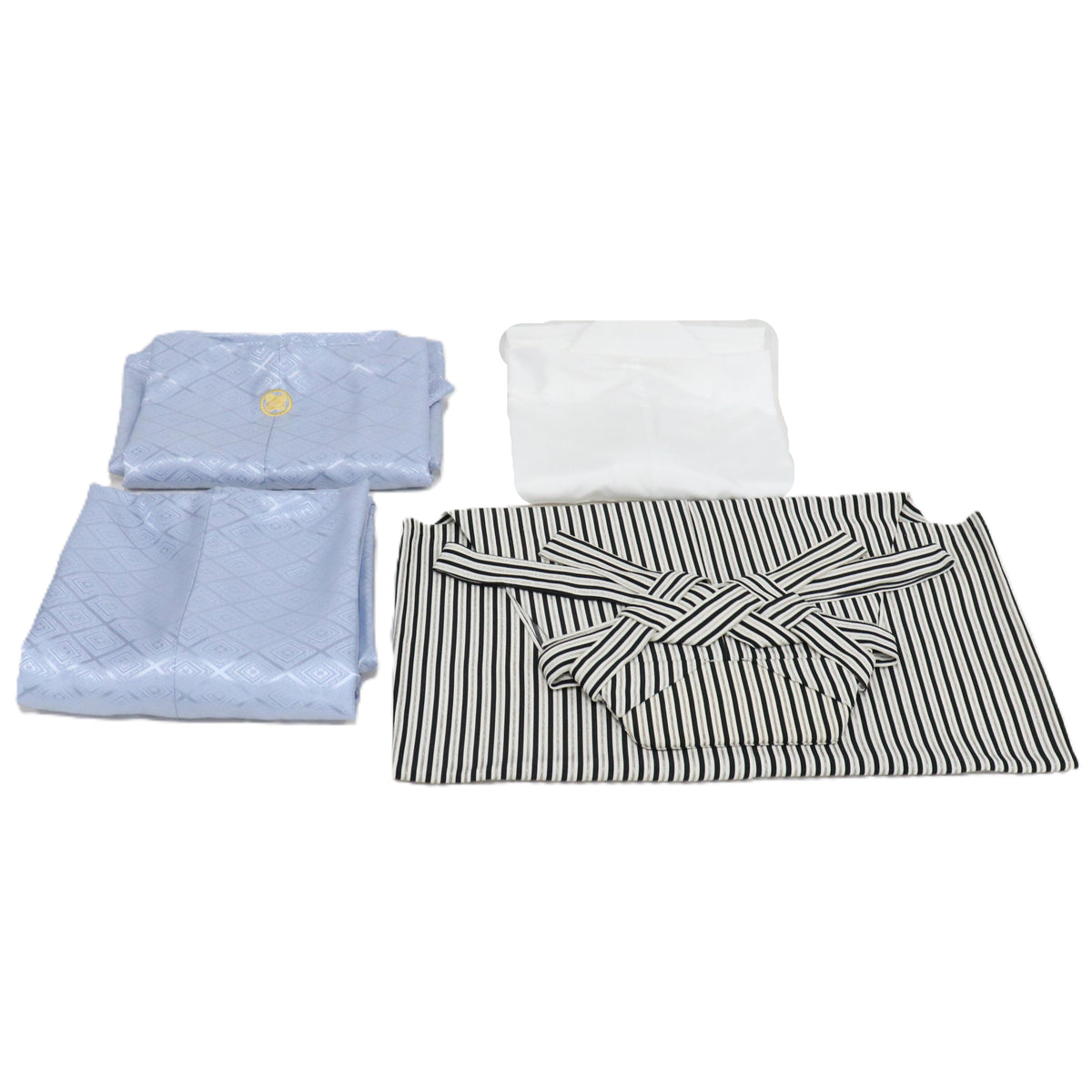男性袴セット(着物、羽織、袴、和装小物一式)　サイズ: 4号　f-01926za-id-f-01926  グレー 整備済みアウトレット品 [良い(B)]