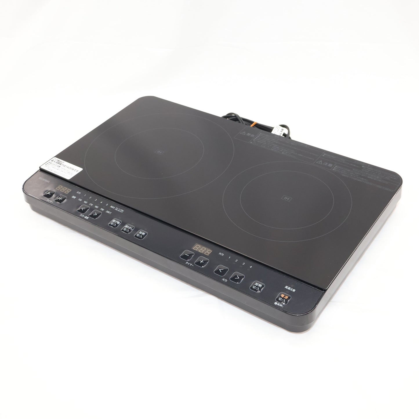 アイリスオーヤマ 2口 IHコンロ IHK-WT41S-B ブラック 1400W スタンド付き ihk-wt41s-b   整備済みアウトレット品 [中古(C)]