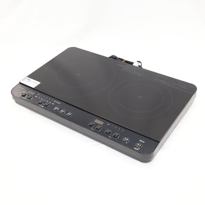 アイリスオーヤマ 2口 IHコンロ IHK-WT41S-B ブラック 1400W スタンド付き ihk-wt41s-b   整備済みアウトレット品 [中古(C)]