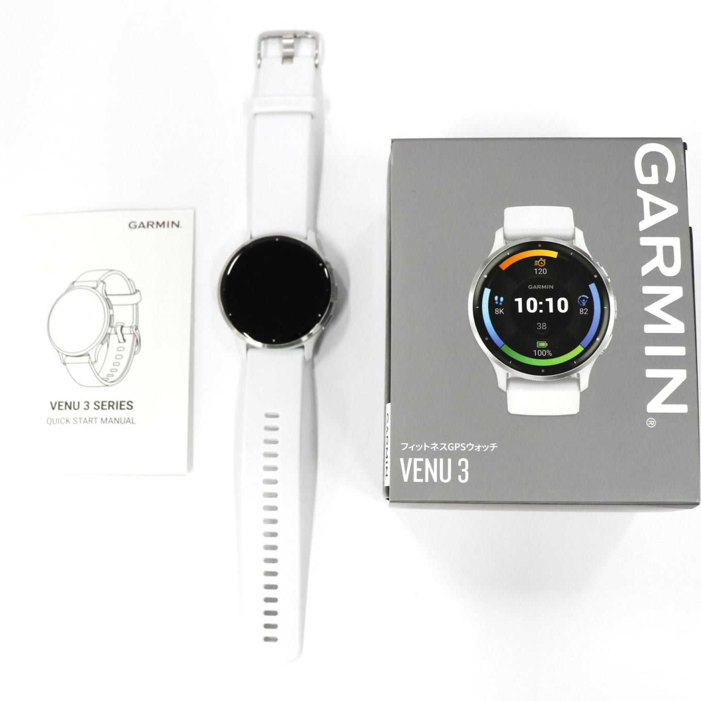 [中古(C)] ガーミン(GARMIN) Venu 3 スマートウォッチ venu3-w Whitestone/Silver[可]