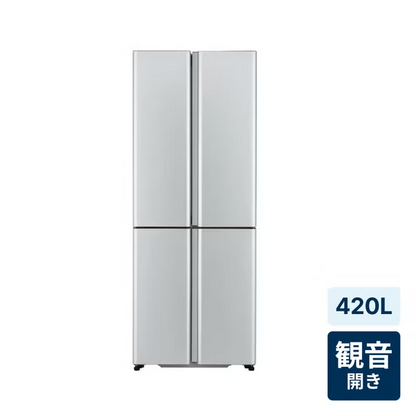[420L][ファミリー向け][観音開き]アクア AQR-TZ42P 冷凍冷蔵庫 aqr-tz42p-s  サテンシルバー 整備済みアウトレット品 ［未使用(S)