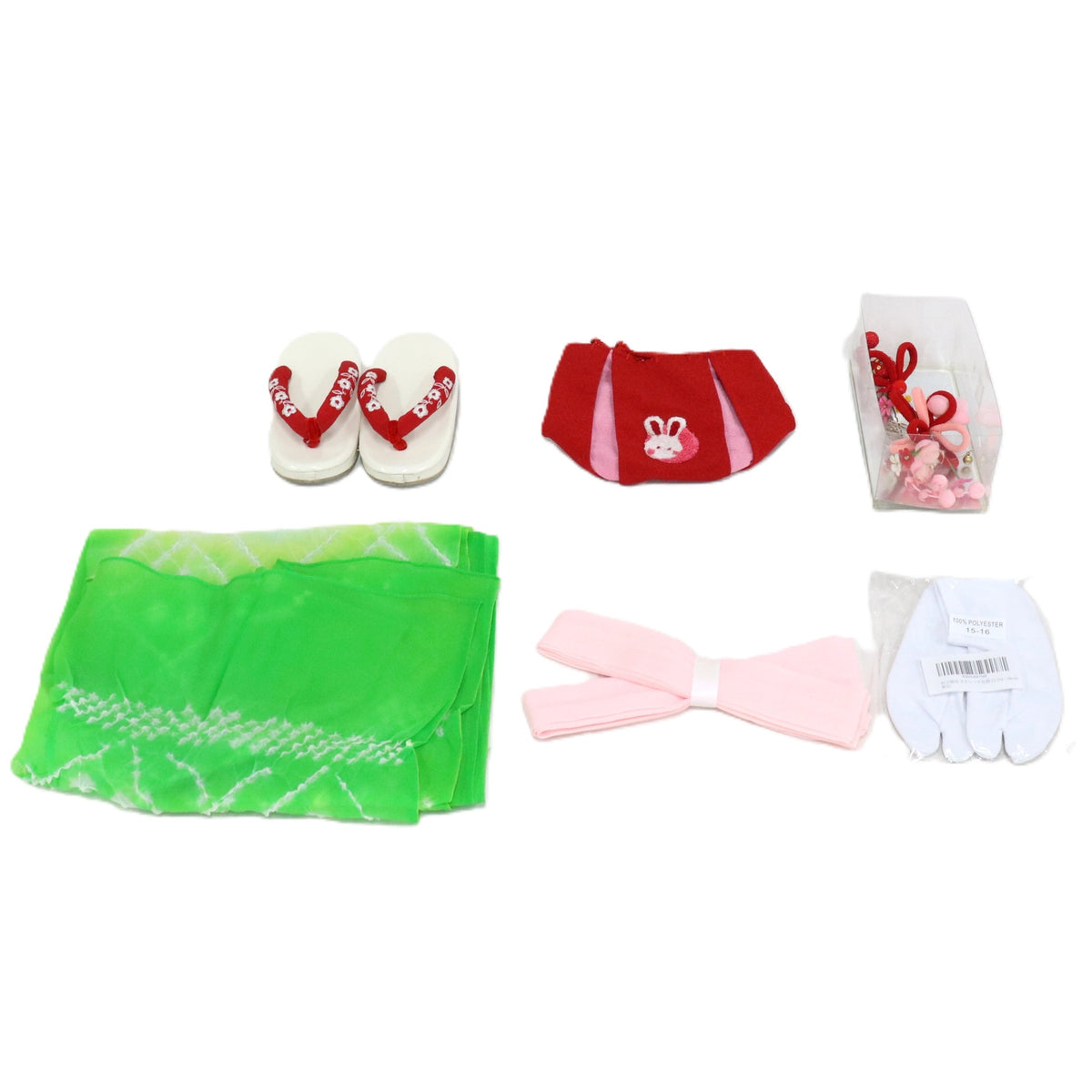 七五三/節句 被布セット 3歳女の子 巫女風 花々　100cm　f-008523000a-id-f-00852  レッド 整備済みアウトレット品 [良い(B)]