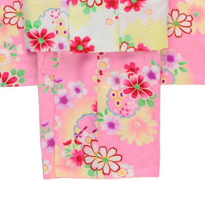 七五三/節句 被布セット 3歳女の子 お花柄 可憐　100cm　f-009553000a-id-f-00955  ピンク 整備済みアウトレット品 [良い(B)]