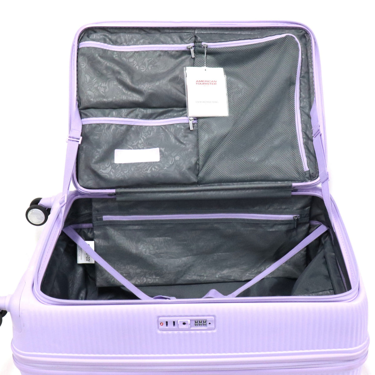 [8-10泊向けサイズ]AMERICAN TOURISTER CURIO スピナー75 エキスパンダブル 98L/拡張時114L ハードスーツケース　americantourister-curio75-lvn  ラベンダー 整備済みアウトレット品 [中古(C)]