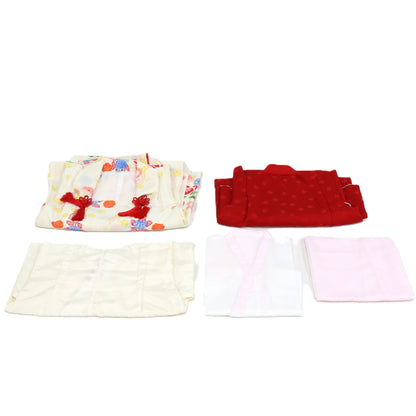 七五三/節句 被布セット 3歳女の子 巫女風 花々　100cm　f-008523000a-id-f-00852  レッド 整備済みアウトレット品 [良い(B)]