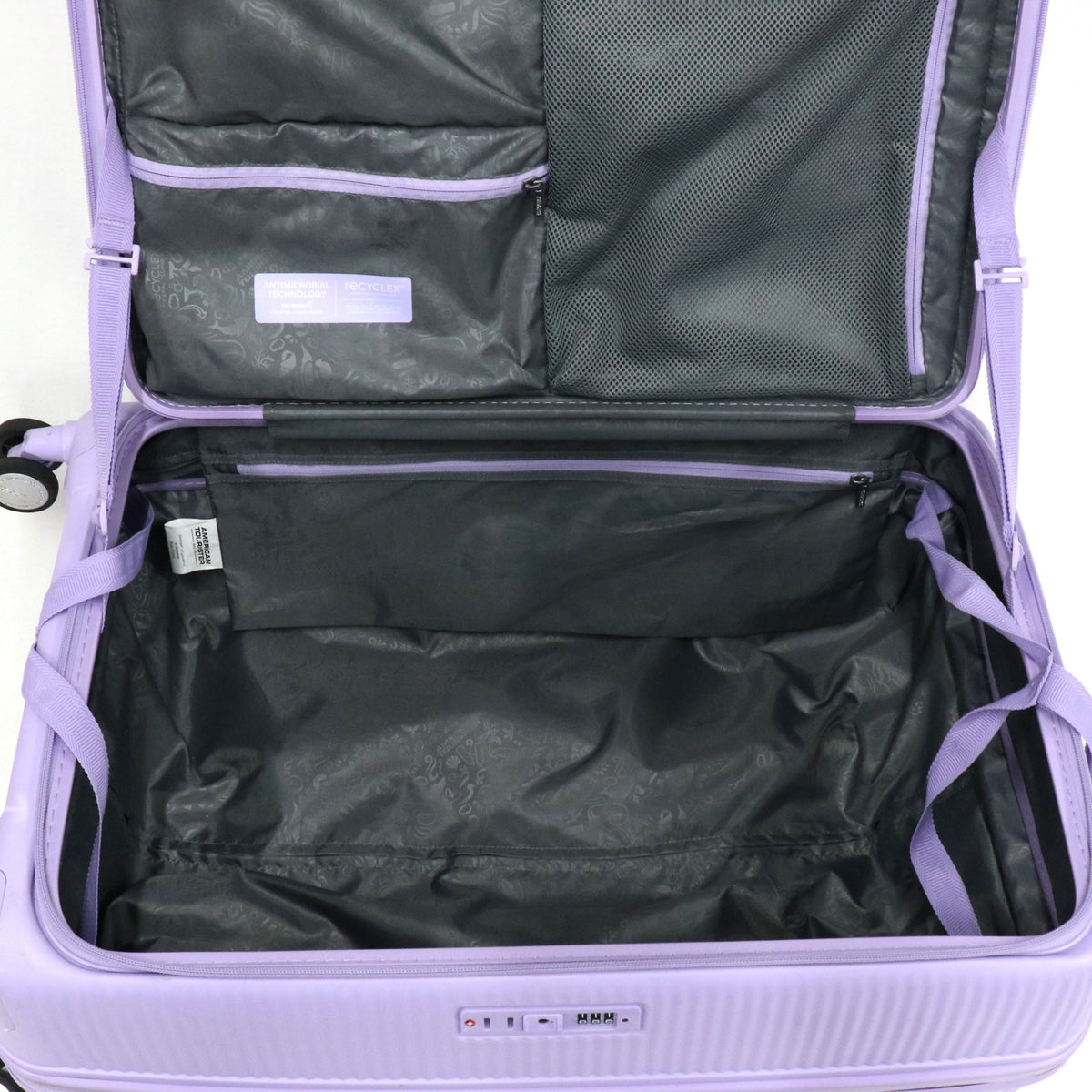 [8-10泊向けサイズ]AMERICAN TOURISTER CURIO スピナー75 エキスパンダブル 98L/拡張時114L ハードスーツケース　americantourister-curio75-lvn  ラベンダー 整備済みアウトレット品 [中古(C)]