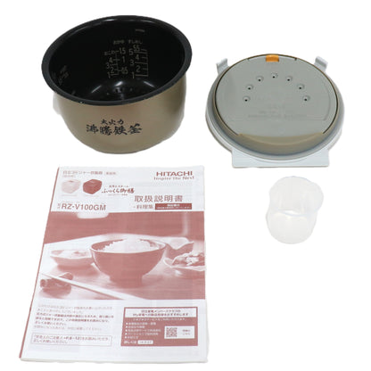 [5.5合炊き] 日立 ふっくら御膳 RZ-V100GM 圧力＆スチームIHジャー炊飯器 沸騰鉄釜 rz-v100gm-w  フロストホワイト 整備済みアウトレット品 [中古(C)]
