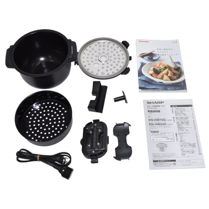 [中古(B)] シャープ ヘルシオ ホットクック KN-HW16G 2〜4人用 1.6L容量 kn-hw16g-b ブラック [良い]