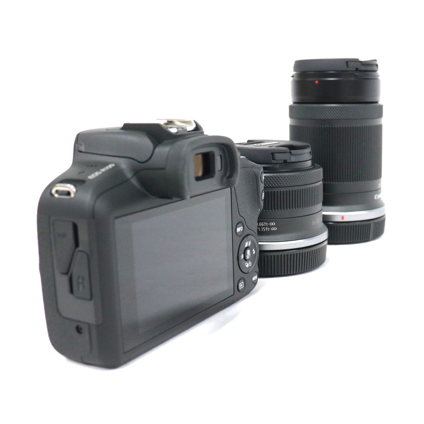 Canon ミラーレスカメラ EOS R100 ダブルズームキット　eos-r100-body-bl  ブラック 整備済みアウトレット品 [中古(A)]