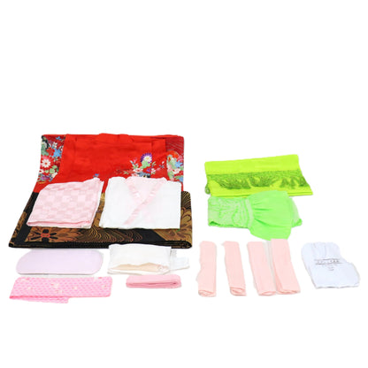 七五三/節句 着物セット 7歳女の子 豪華 花々　130cm　f-009983020b-id-f-00998  レッド 整備済みアウトレット品 [良い(B)]