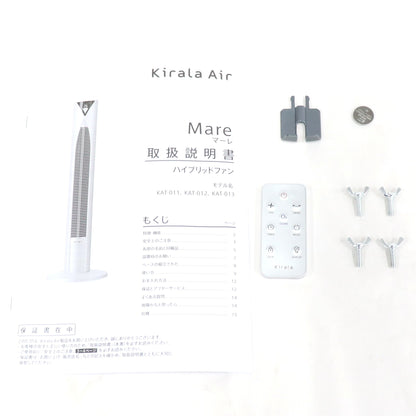 Kirala Air Mare (キララエアー マーレ) オゾン消臭・除菌機能付きハイブリッドタワーファン mare-bk  アイスブラック 整備済みアウトレット品 [中古(C)]