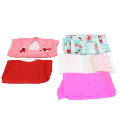 七五三/節句 被布セット 3歳女の子 短冊模様 彩り手鞠　100cm　f-008433000a-id-f-00843  ライトブルー 整備済みアウトレット品 [良い(B)]