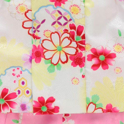 七五三/節句 被布セット 3歳女の子 お花柄 可憐　100cm　f-009553000a-id-f-00955  ピンク 整備済みアウトレット品 [良い(B)]