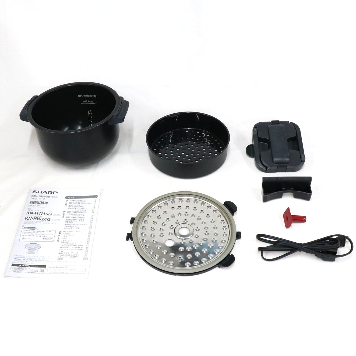 シャープ ヘルシオ ホットクック KN-HW24G 2〜6人用 2.4L容量　kn-hw24g-r  レッド 整備済みアウトレット品 [中古(C)]