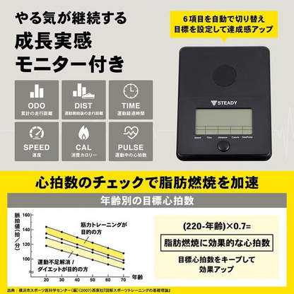 STEADY（ステディ）フィットネスバイク(バンド付き、マット無し) ST143 st143-g   【90％分返金保証付】新品