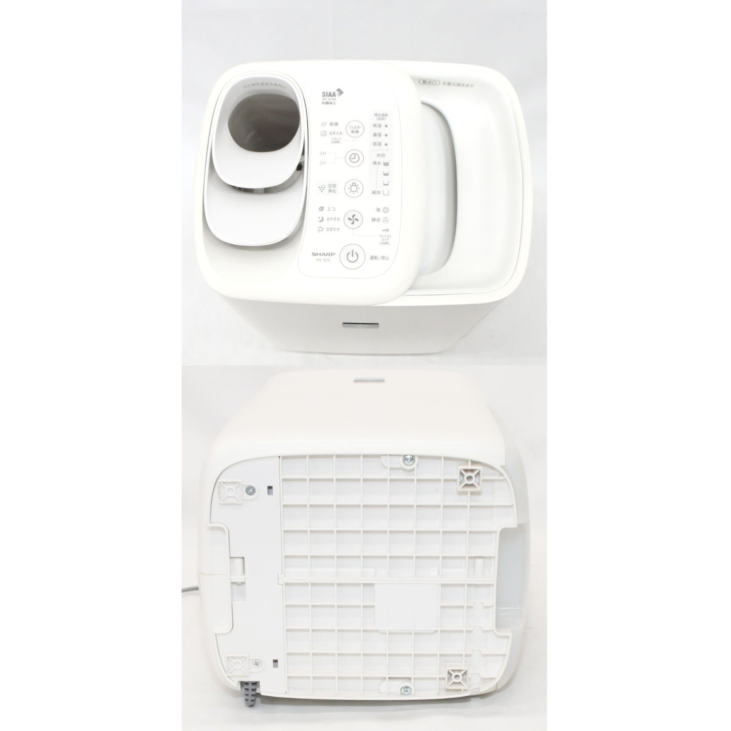 [中古(C)] シャープ プラズマクラスター搭載 HV-S75 ハイブリッド式加湿器 (木造12.5畳/プレハブ21畳) ホワイト　hv-s75 hv-s75　[可]