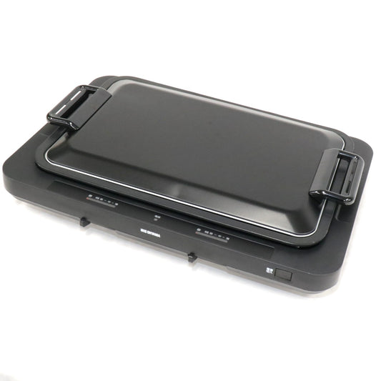 [中古(B)] アイリスオーヤマ 左右温調ホットプレート 1枚プレート WHP-011-B 平面タイプ 左右温度調整 アタッチメント付 whp-011-b ブラック [良い]