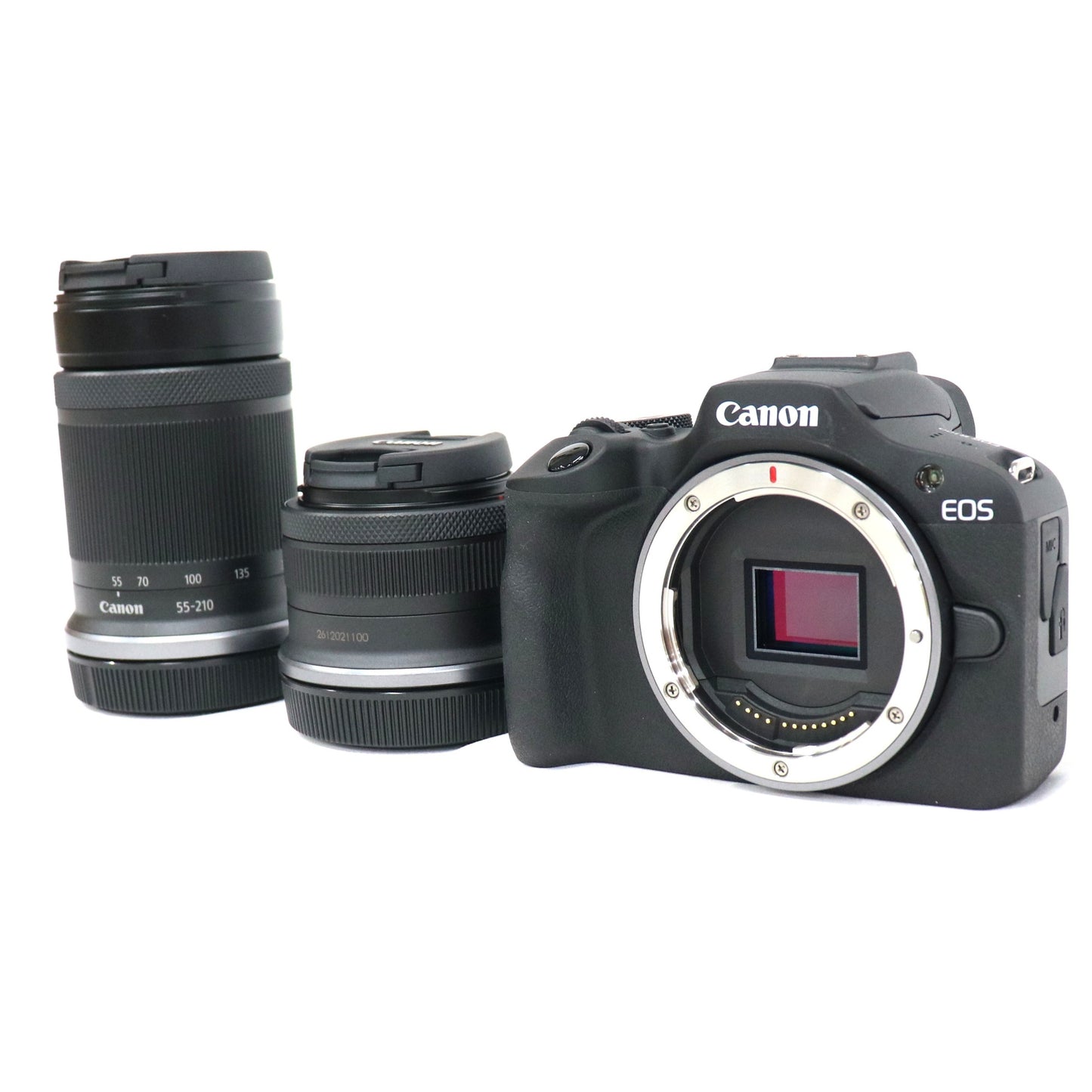Canon ミラーレスカメラ EOS R100 ダブルズームキット　eos-r100-body-bl  ブラック 整備済みアウトレット品 [中古(A)]