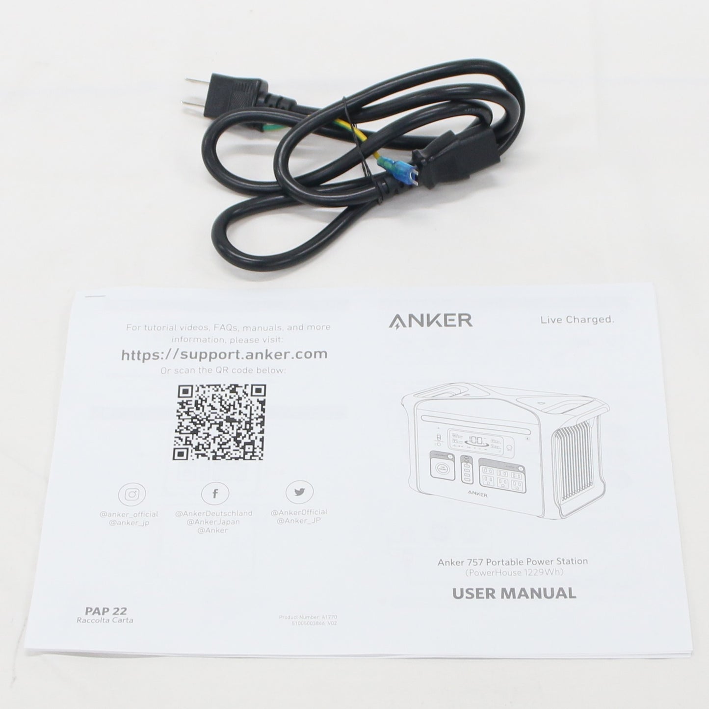 [中古(C)] Anker 757 Portable Power Station (PowerHouse 1229Wh) A1770513 ポータブル電源　ank-757-1770513 ank-757-1770513　[可]