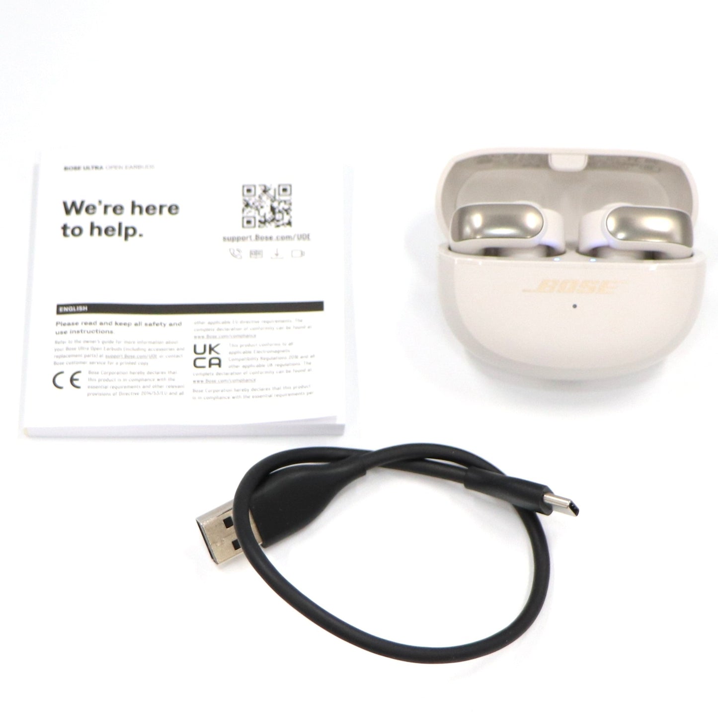 [中古(B)] Bose Ultra Open Earbuds 完全ワイヤレスイヤホン　ultra-openearbuds-w ホワイト [良い]