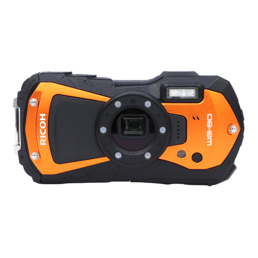 RICOH WG-80 ORANGE リコー本格防水デジタルカメラ 14m防水 (連続2時間) 1.6m耐衝撃 防塵 -10℃耐寒 アウトドアで活躍するタフネスボディ CALSモード搭載で 現場記録など幅広いビジネスシーンで活躍3126 [中古][良い（B）]