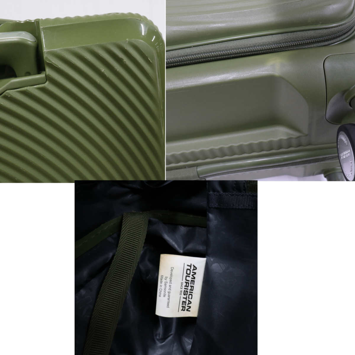 [8-10泊向けサイズ]AMERICAN TOURISTER CURIO スピナー75 エキスパンダブル 98L/拡張時114L ハードスーツケース americantourister-curio75-kh  カーキ 整備済みアウトレット品 [中古(C)]