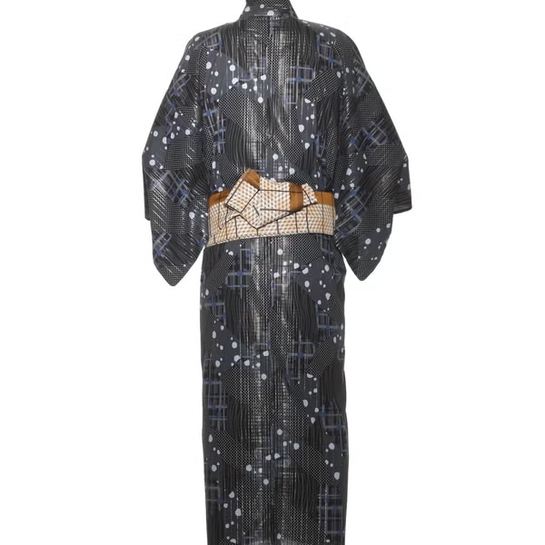 リョウコ・キクチ(R.KIKUCHI) メンズ浴衣 フルセット 格子柄 身長目安175cm・180cm　Lサイズ　f-01625za-id-f-01625   整備済みアウトレット品 [良い(B)]