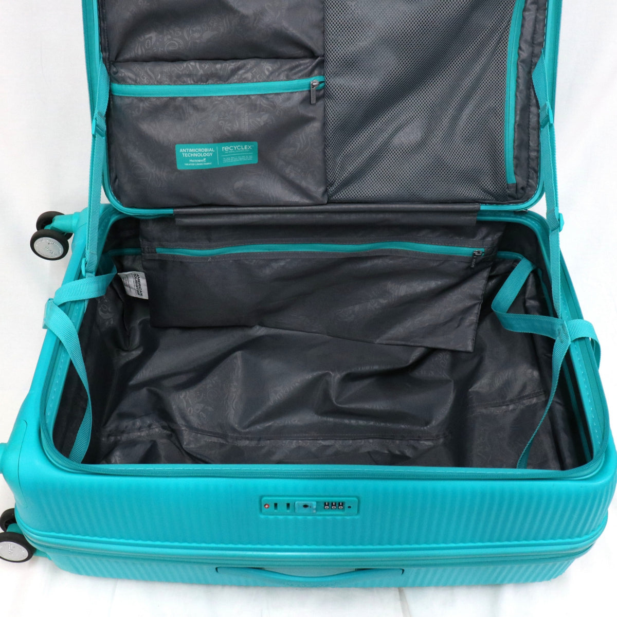 [8-10泊向けサイズ]AMERICAN TOURISTER CURIO スピナー75 エキスパンダブル 98L/拡張時114L ハードスーツケース americantourister-curio75-tq  ターコイズ 整備済みアウトレット品 [中古(C)]