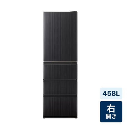 【特殊配送】【特殊配送】[458L][ファミリー向け][右開き]アクア AQR-V46R DELIE＋ 冷凍冷蔵庫 aqr-v46r-k  ウッドブラック 整備済みアウトレット品 [中古(B)]