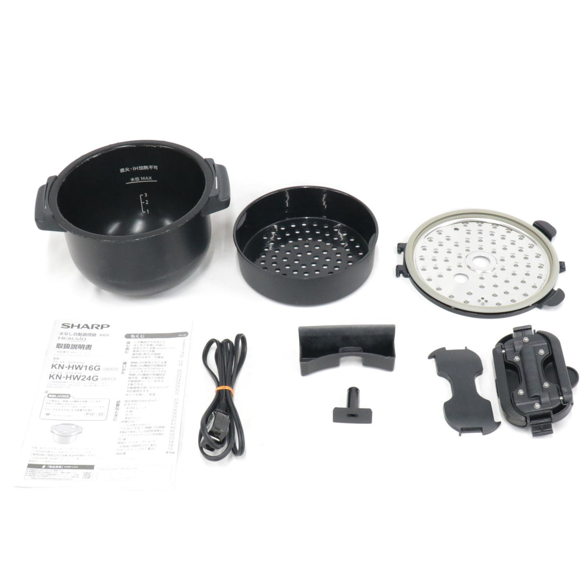シャープ ヘルシオ ホットクック KN-HW16G 2〜4人用 1.6L容量 kn-hw16g-b  ブラック 整備済みアウトレット品 [中古(C)]