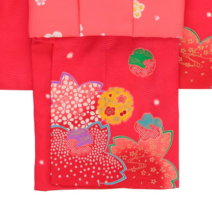 七五三/節句 被布セット 3歳女の子 被布セット 大胆桜模様A　100cm　f-009713000b-id-f-00971  ピンク 整備済みアウトレット品 [良い(B)]