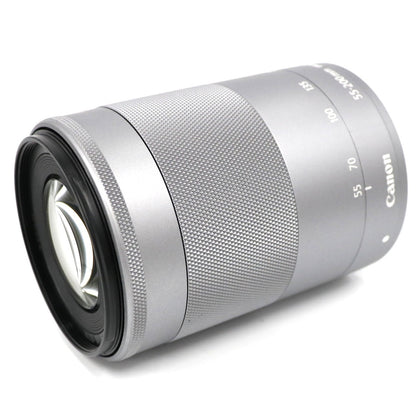 CANON EF-M 55-200mm F4.5-6.3 IS STM 望遠ズームレンズ ef-m55-200-sl  シルバー 整備済みアウトレット品 [中古(C)]