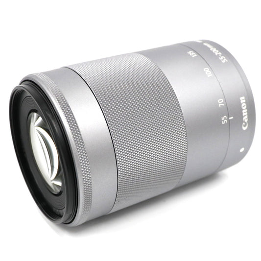 CANON EF-M 55-200mm F4.5-6.3 IS STM 望遠ズームレンズ ef-m55-200-sl  シルバー 整備済みアウトレット品 [中古(C)]