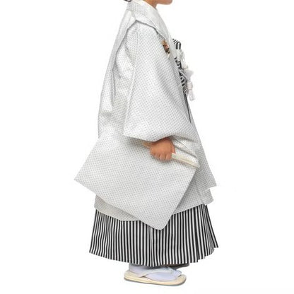 七五三/節句 袴セット 5歳 男の子 刺繍兜　115cm f-03231zb-id-f-03231  ホワイト 整備済みアウトレット品 [良い(B)]
