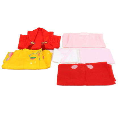 七五三/節句 被布セット 3歳女の子 被布セット 大胆桜模様A　100cm　f-009753000b-id-f-00975  イエロー 整備済みアウトレット品 [良い(B)]