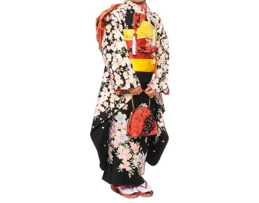 七五三/節句 着物セット 7歳女の子 満開桜 華麗　130cm f-03232zb-id-f-03232   整備済みアウトレット品 [良い(B)]