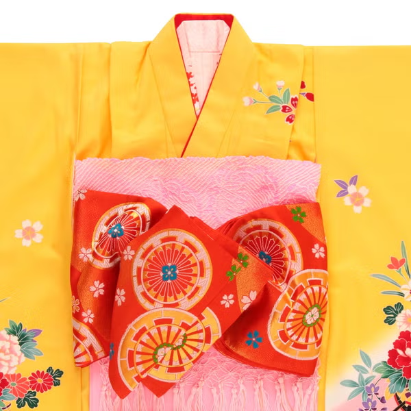 [中古(C)] 七五三/節句 着物セット 7歳女の子 御所車 古典的　130cm　f-009913020b-id-f-00991  　[可]