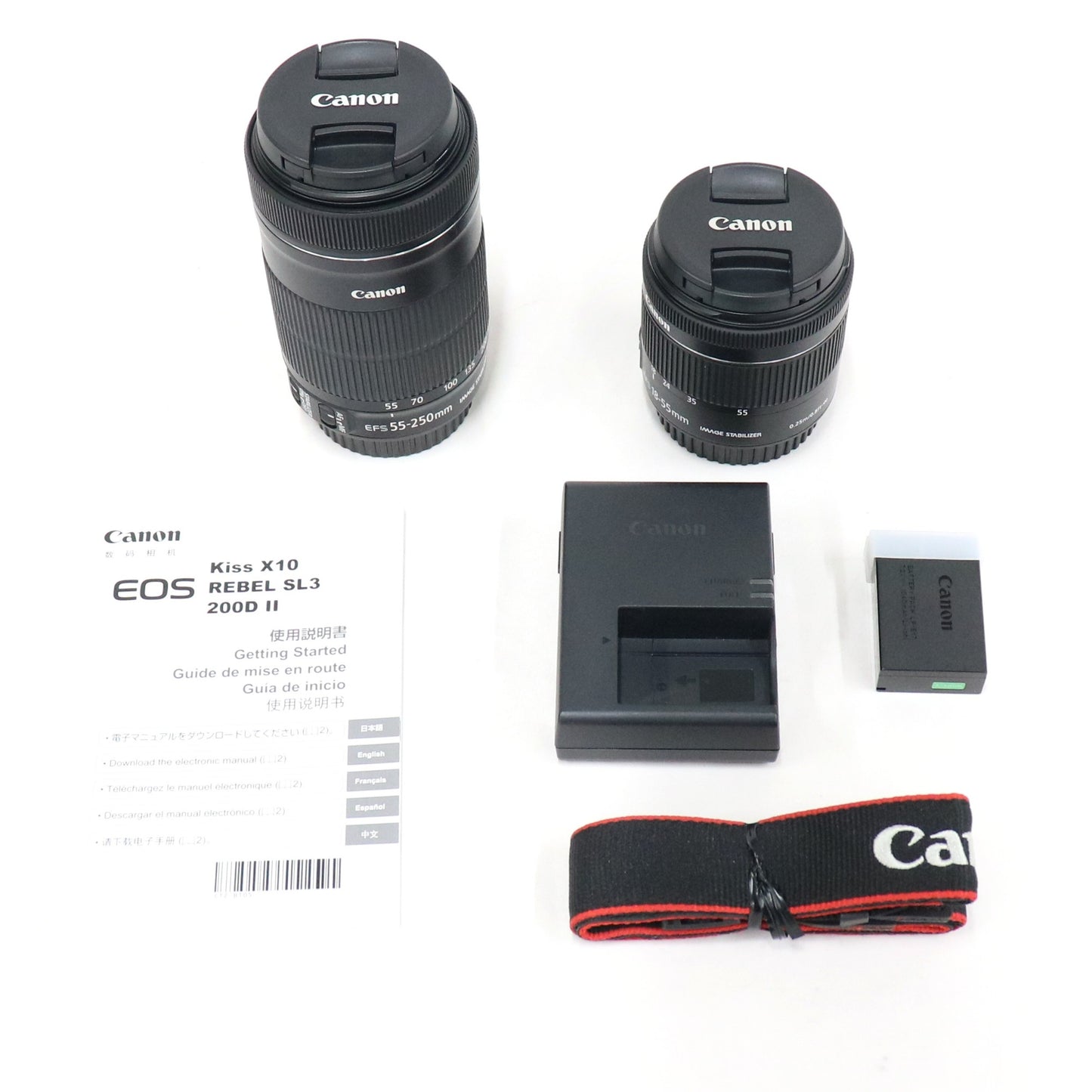 Canon 一眼レフカメラ EOS Kiss X10 ダブルズームキット ブラック eos-kiss-x10i  ブラック 整備済みアウトレット品 [中古(A)]