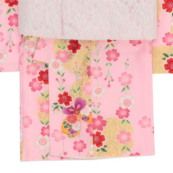 七五三/節句 被布セット 3歳女の子 彩り 舞桜　100cm　f-008423000a-id-f-00842  ピンク 整備済みアウトレット品 [中古(C)]
