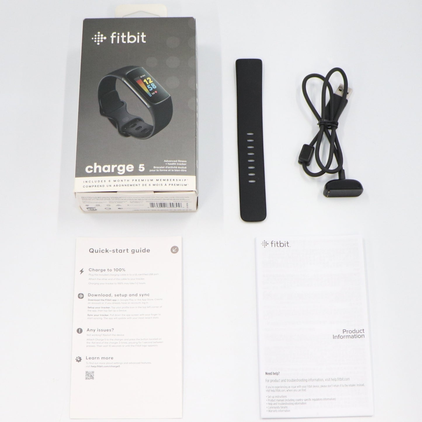 [中古(C)] Fitbit Charge5 GPS搭載フィットネストラッカー ブラック L/Sサイズ FB421BKBK-FRCJK fb421bkbk-frcjk　[可]