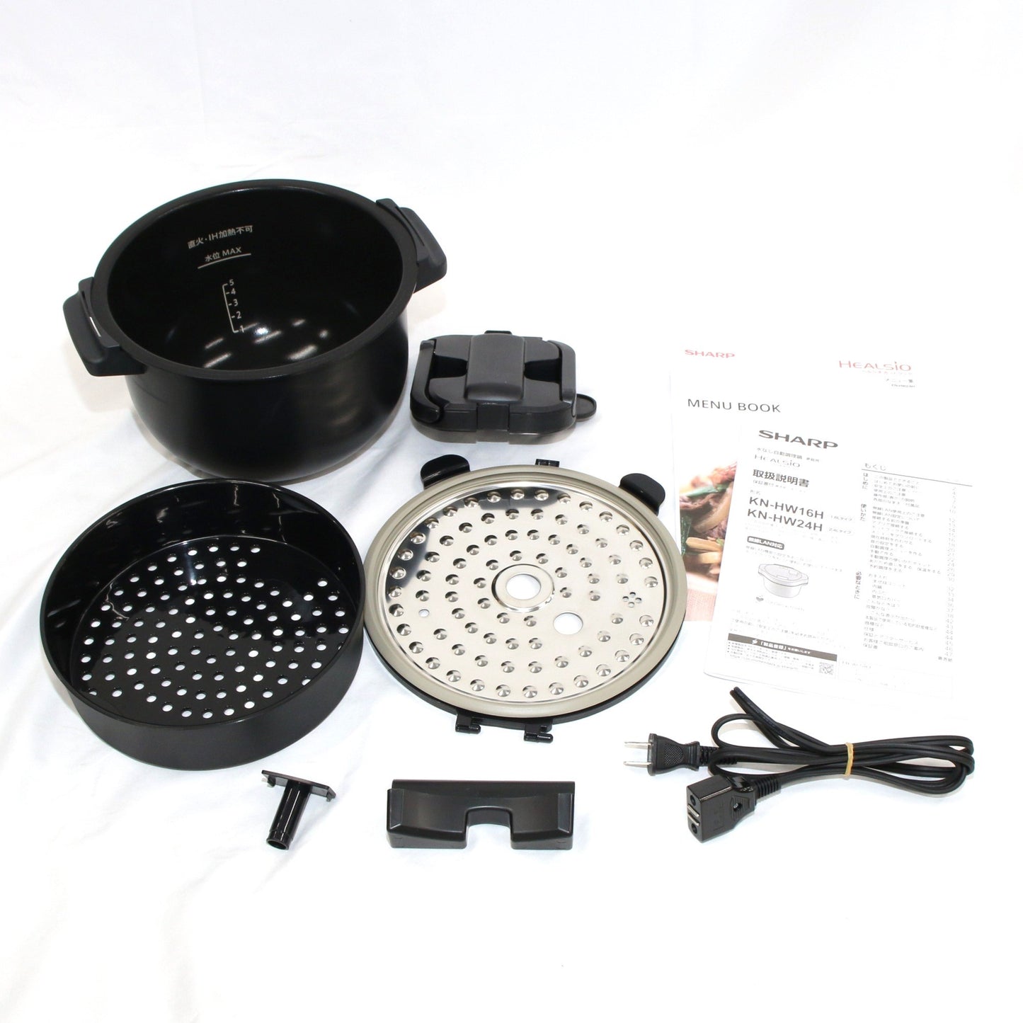 [中古(B)] シャープ ヘルシオ ホットクック KN-HW24H 2〜6人用 2.4L容量　kn-hw24h-b プレミアムブラック [良い]