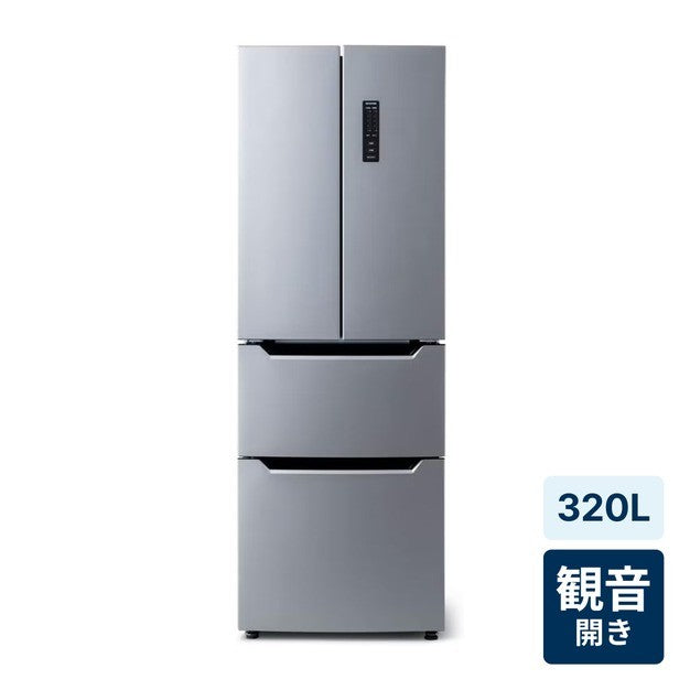 【特殊配送】[中古(B)]アイリスオーヤマ 冷蔵庫 320L シルバー 幅63.5cm IRSN-32B-S 2ドア フレンチドア 自動霜取り 新生活 irsn-32b-s シルバー [良い]