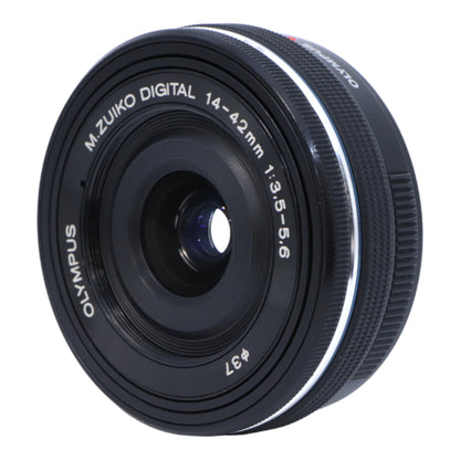 [中古] OLYMPUS M.ZUIKO DIGITAL ED 14-42mm F3.5-5.6 EZ 標準ズームレンズ ブラック  [良い(B)]